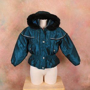 EXPRESSION GIRLS SIZE 10-12 WINTER SNOW JACKET THICK LINING WITH HOOD EXCELLENT+